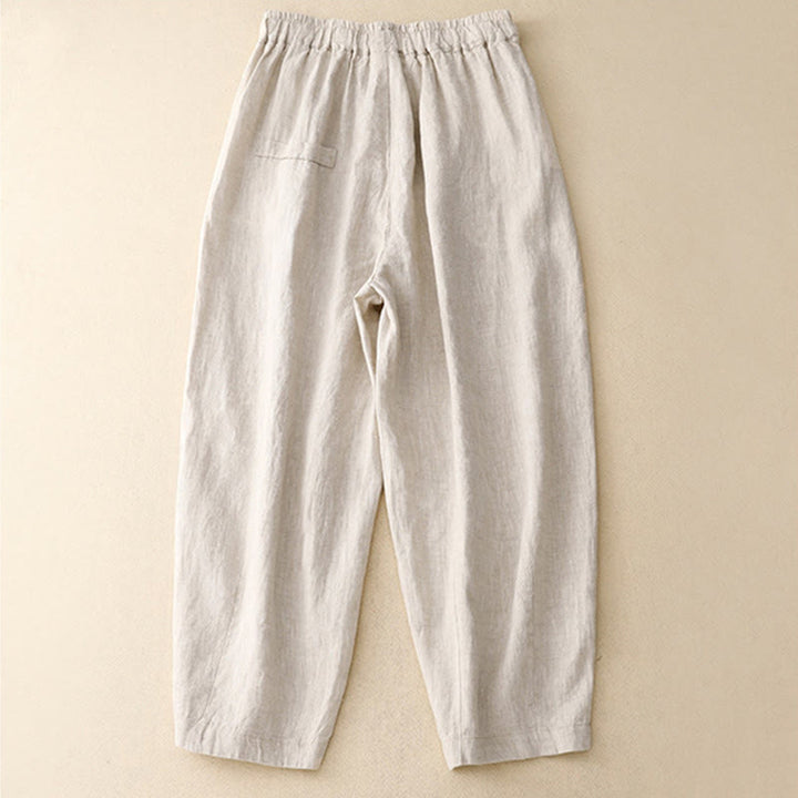 Pantaloni harem da donna in cotone con tasche, modello Buddha Stones, casual, con bottoni di colore puro, lunghezza 7-8