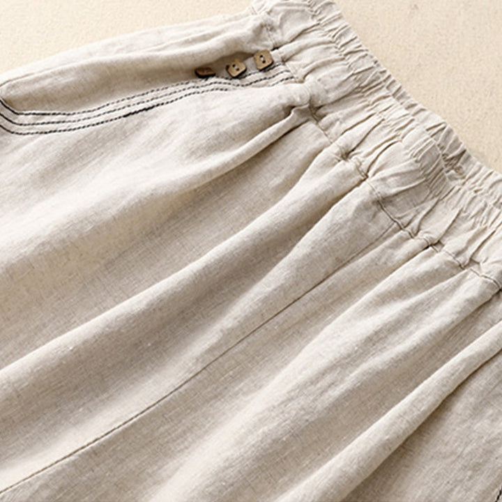 Pantaloni harem da donna in cotone con tasche, modello Buddha Stones, casual, con bottoni di colore puro, lunghezza 7-8