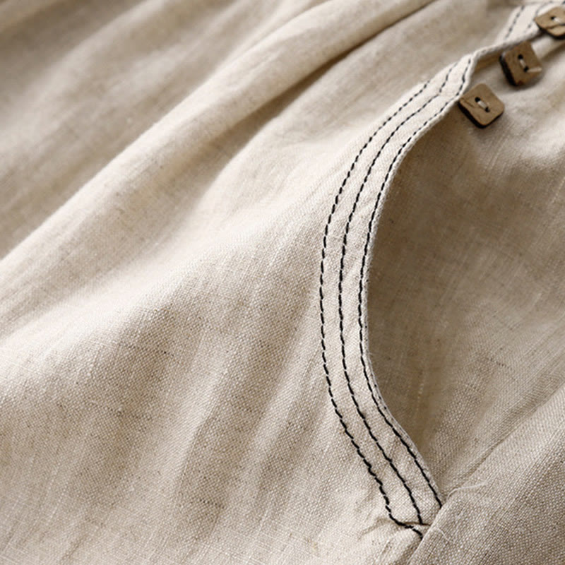 Pantaloni harem da donna in cotone con tasche, modello Buddha Stones, casual, con bottoni di colore puro, lunghezza 7-8