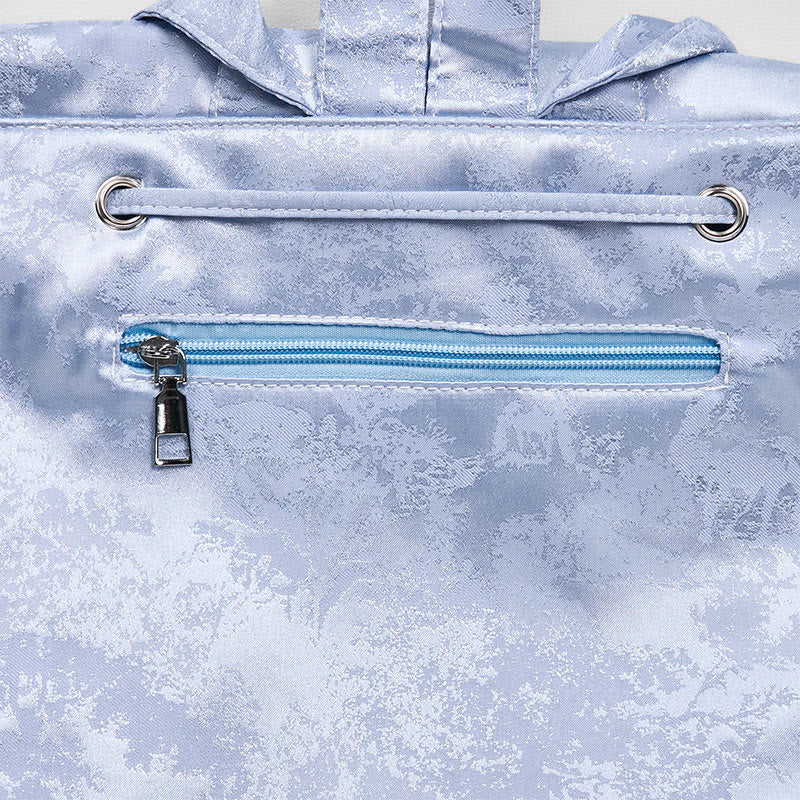 Zaino in poliestere e cotone di grande capacità, ricamato a mano con camelia blu, motivo Buddha Stones