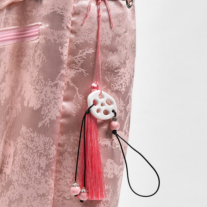 Zaino in poliestere e cotone di grande capacità, fatto a mano, con ricamo a forma di loto rosa di Buddha Stones