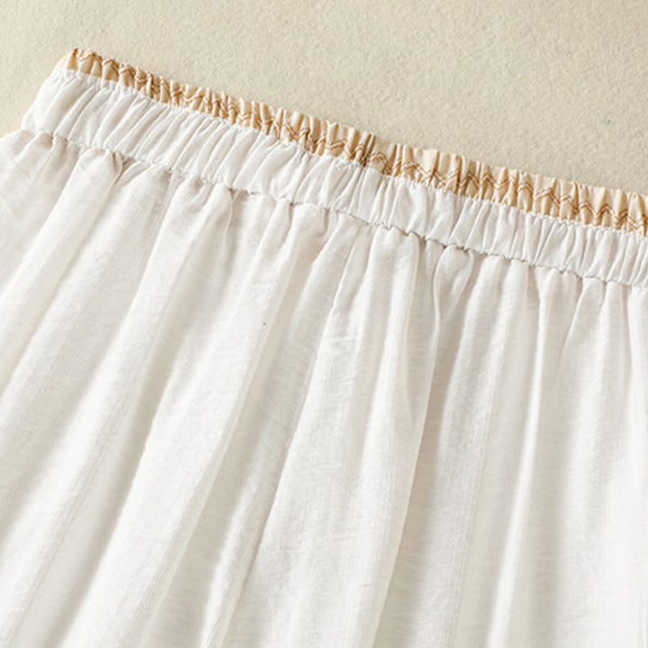 Pantaloni da donna in cotone e lino con coulisse, alla caviglia, stile casual vintage Buddha Stones, con tasche, in tinta unita - image 4