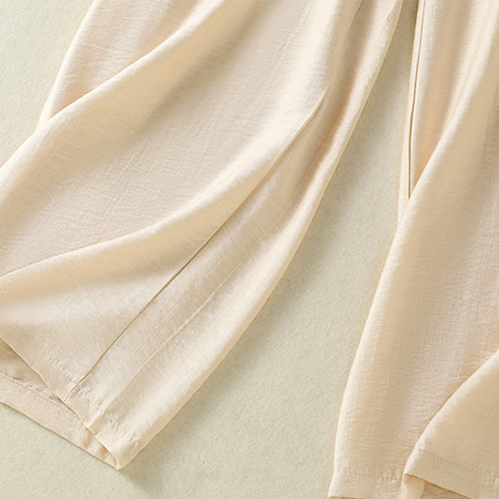 Pantaloni da donna in cotone e lino con coulisse, alla caviglia, stile casual vintage Buddha Stones, con tasche, in tinta unita - image 14