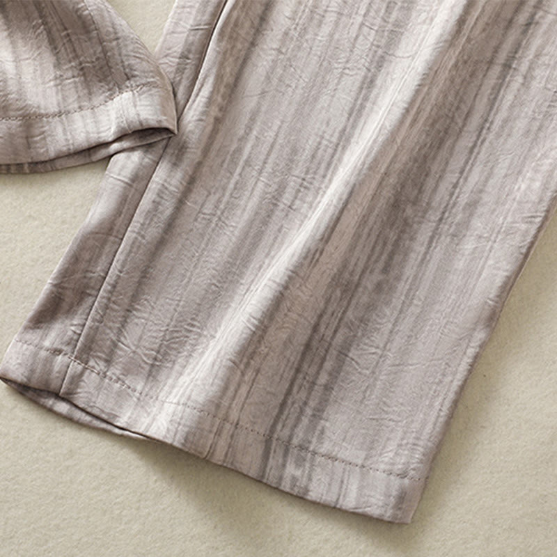 Pantaloni da donna alla caviglia con coulisse, con tasche, motivo artistico casual a linee verticali Buddha Stones
