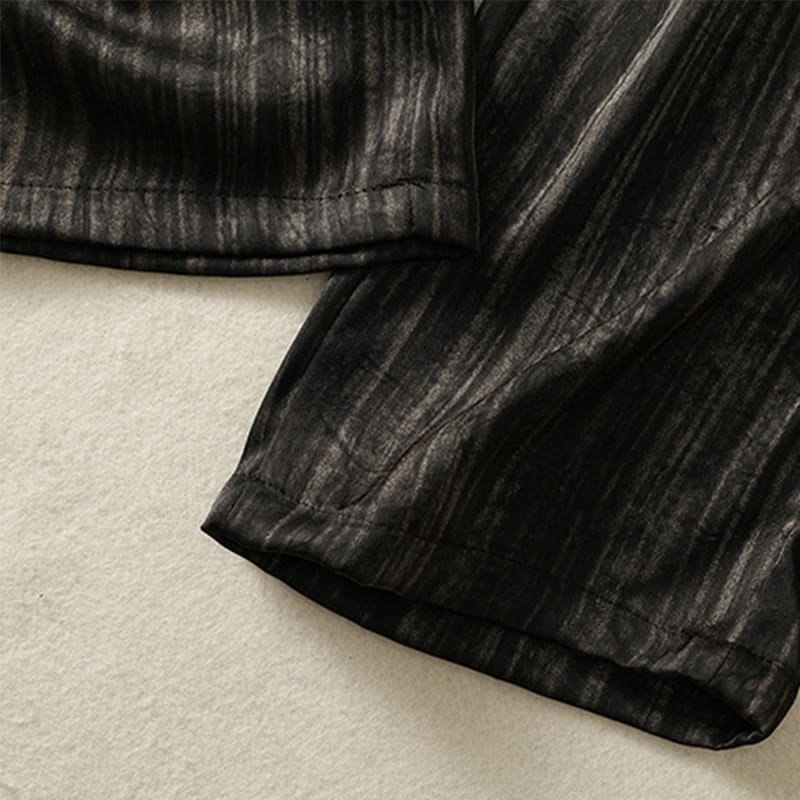 Pantaloni da donna alla caviglia con coulisse, con tasche, motivo artistico casual a linee verticali Buddha Stones