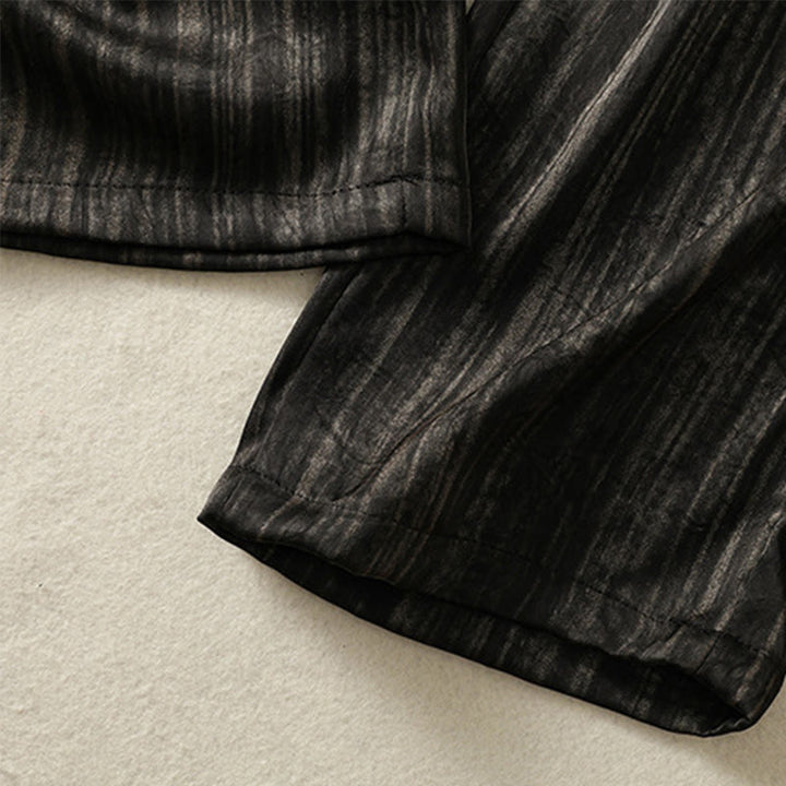 Pantaloni da donna alla caviglia con coulisse, con tasche, motivo artistico casual a linee verticali Buddha Stones
