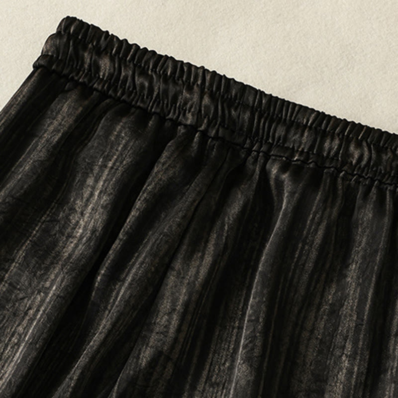 Pantaloni da donna alla caviglia con coulisse, con tasche, motivo artistico casual a linee verticali Buddha Stones