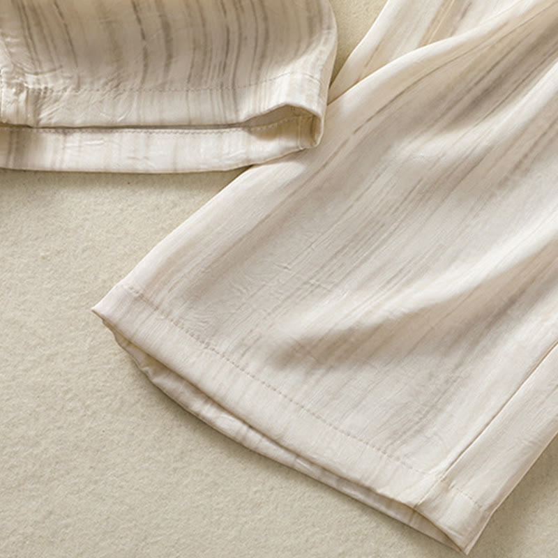 Pantaloni da donna alla caviglia con coulisse, con tasche, motivo artistico casual a linee verticali Buddha Stones