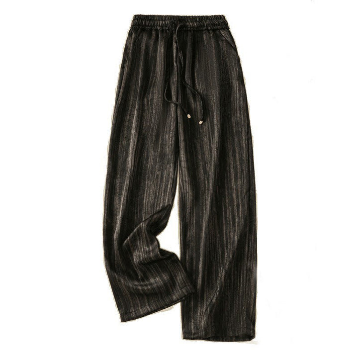 Pantaloni da donna alla caviglia con coulisse, con tasche, motivo artistico casual a linee verticali Buddha Stones