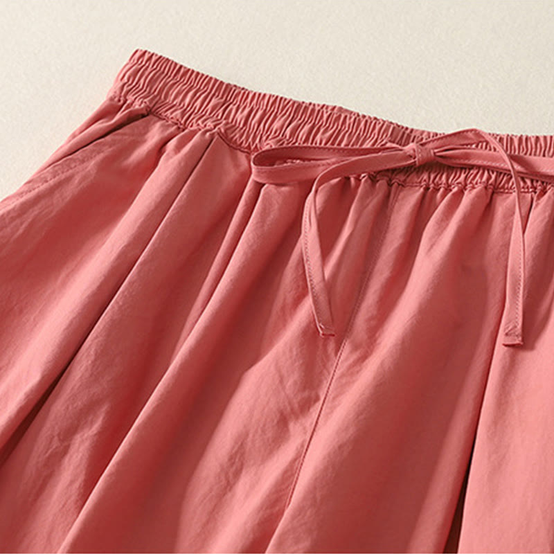 Pantaloni da donna in cotone con tasche, lunghezza caviglia, coulisse, modello patchwork, casual, con orlo arricciato Buddha Stones - image 1