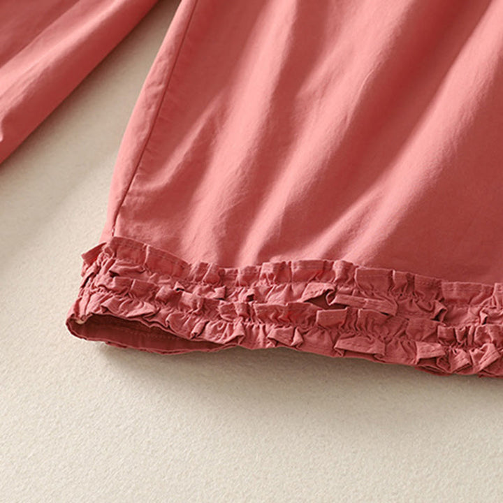 Pantaloni da donna in cotone con tasche, lunghezza caviglia, coulisse, modello patchwork, casual, con orlo arricciato Buddha Stones - image 4