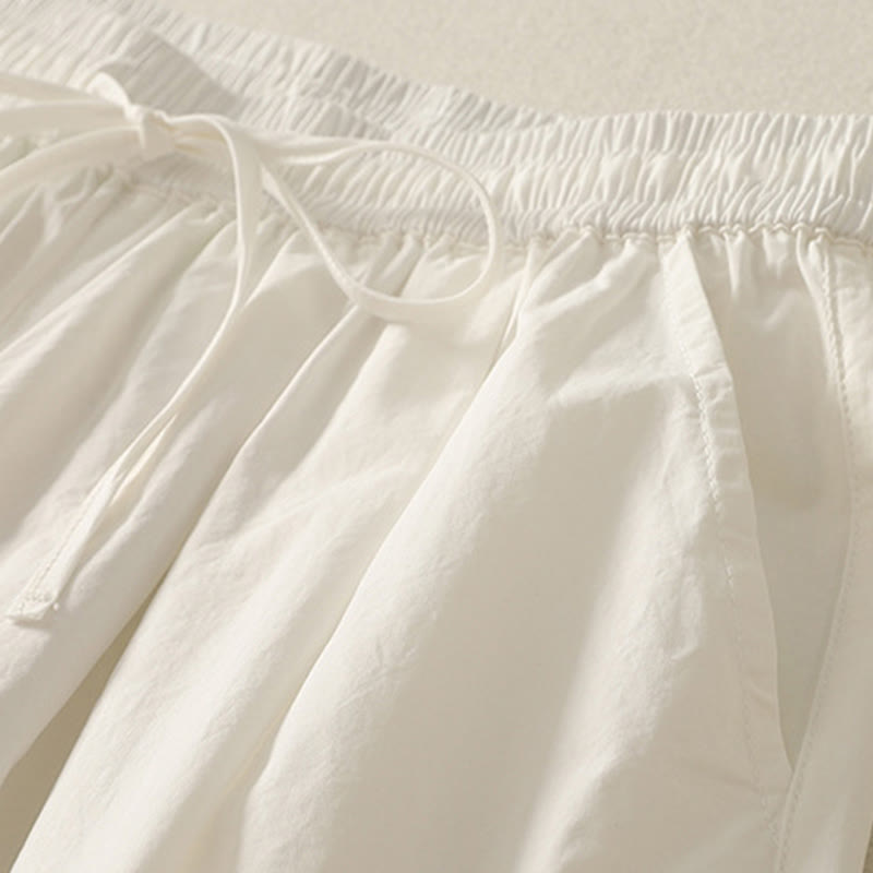 Pantaloni da donna in cotone con tasche, lunghezza caviglia, coulisse, modello patchwork, casual, con orlo arricciato Buddha Stones - image 7