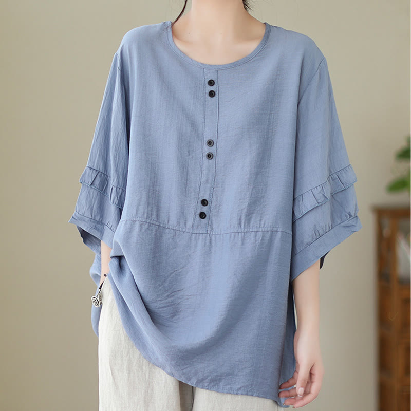 Maglietta a maniche corte da donna in poliestere con scollo rotondo, casual ed estiva, motivo Buddha Stones - image 3