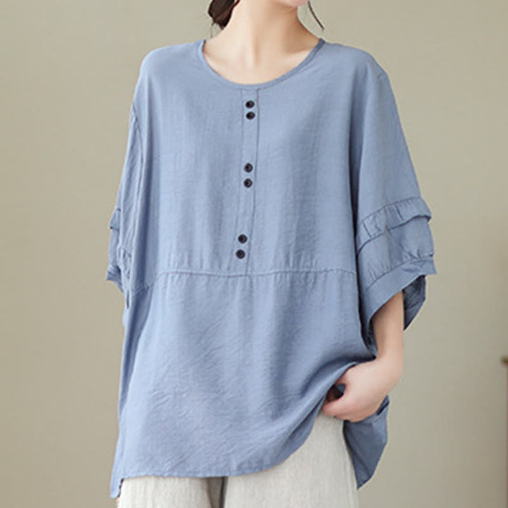 Maglietta a maniche corte da donna in poliestere con scollo rotondo, casual ed estiva, motivo Buddha Stones - image 4