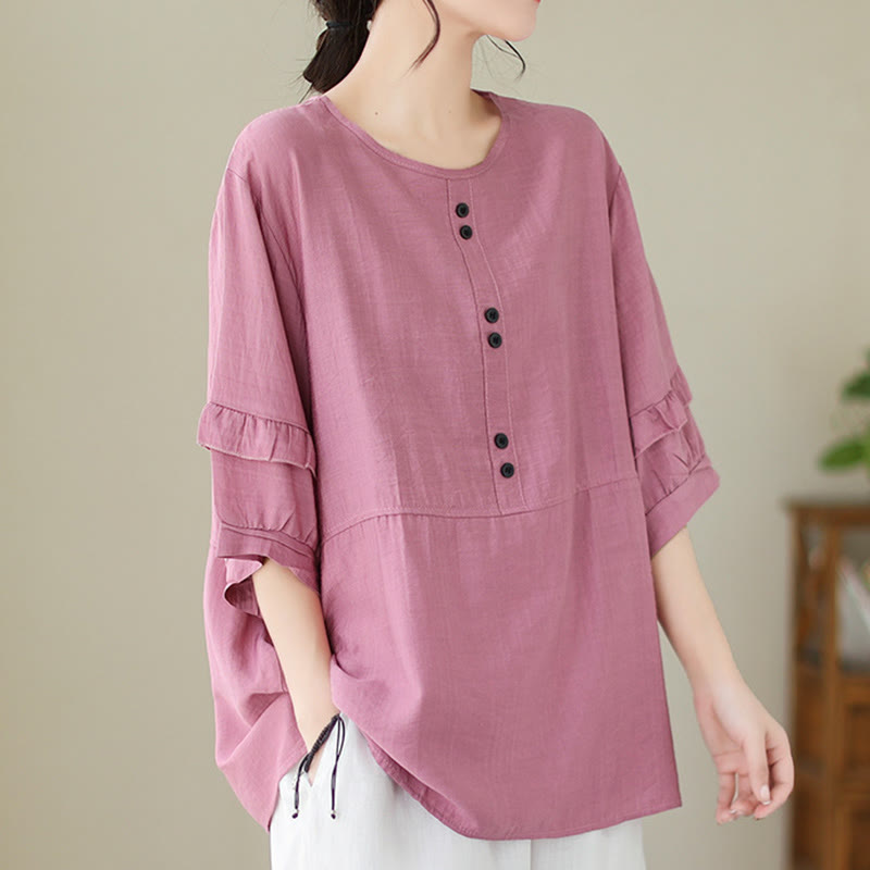Maglietta a maniche corte da donna in poliestere con scollo rotondo, casual ed estiva, motivo Buddha Stones - Rosa acceso - US14, UK/AU18, EU46 (2XL) - image 6