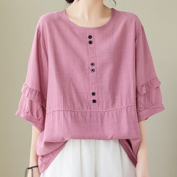Maglietta a maniche corte da donna in poliestere con scollo rotondo, casual ed estiva, motivo Buddha Stones - image 9