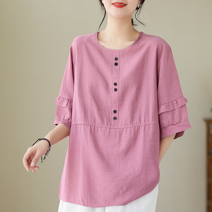 Maglietta a maniche corte da donna in poliestere con scollo rotondo, casual ed estiva, motivo Buddha Stones - image 11