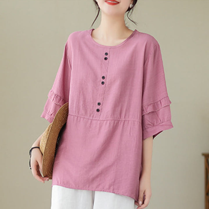 Maglietta a maniche corte da donna in poliestere con scollo rotondo, casual ed estiva, motivo Buddha Stones - image 15