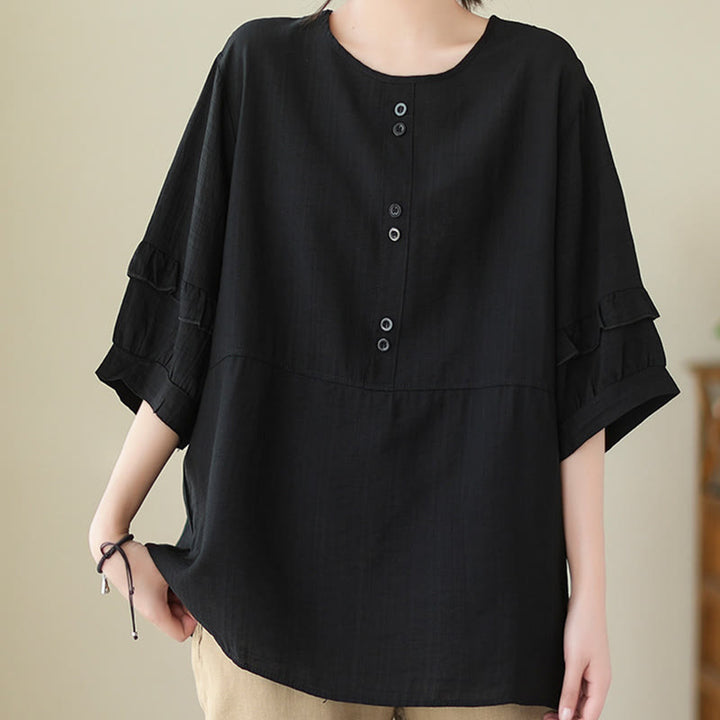 Maglietta a maniche corte da donna in poliestere con scollo rotondo, casual ed estiva, motivo Buddha Stones - Nero - US14, UK/AU18, EU46 (2XL) - image 16