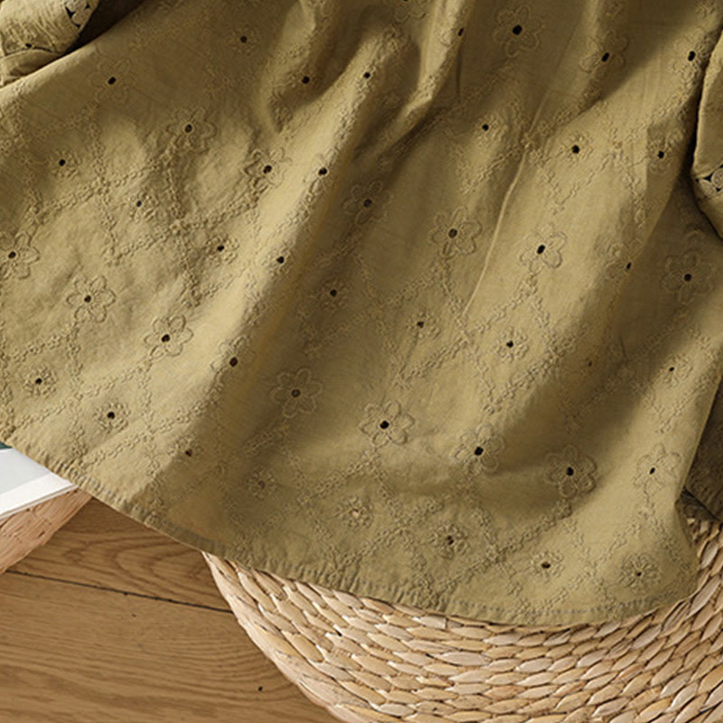 Camicia da donna in cotone e lino a mezza manica, casual, tinta unita, con intaglio a V, Buddha Stones - image 21