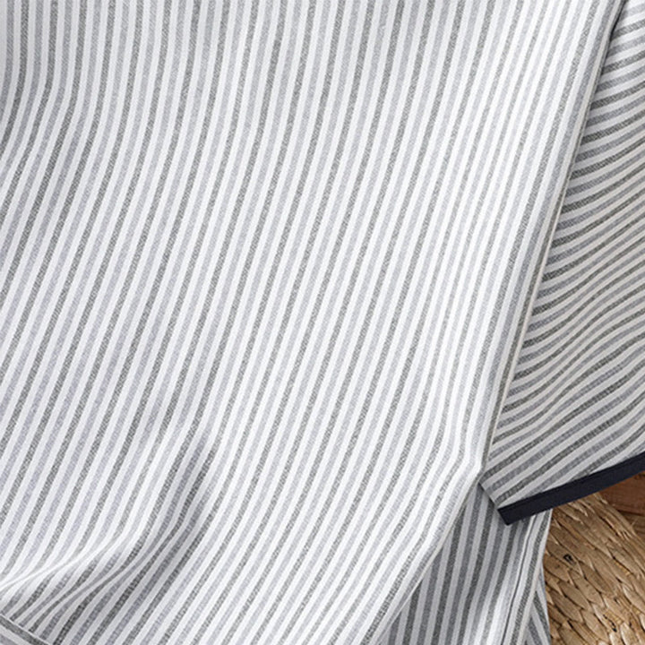 Maglione a righe con scollo rotondo e motivo Buddha Stones, da donna, in cotone, a maniche corte - image 4