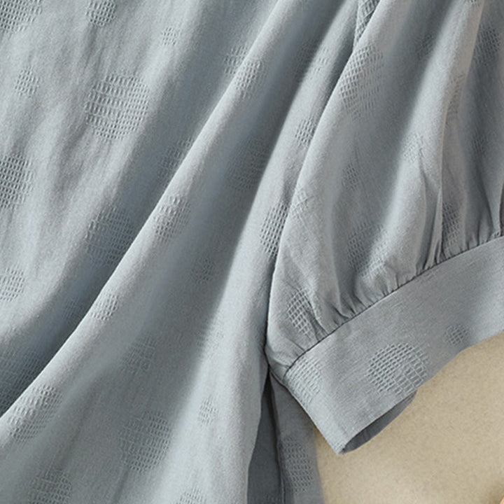 Maglietta da donna in cotone a maniche corte con scollo rotondo e motivo Buddha Stones - image 3