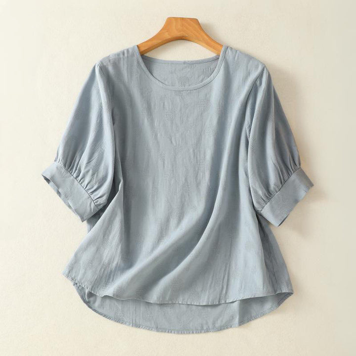 T-shirt da donna a maniche corte, ampia, con scollo rotondo e stampa Buddha Stones. - Azzurro chiaro - US8-10, UK/AU12-14, EU40-42 (2XL) - image 0