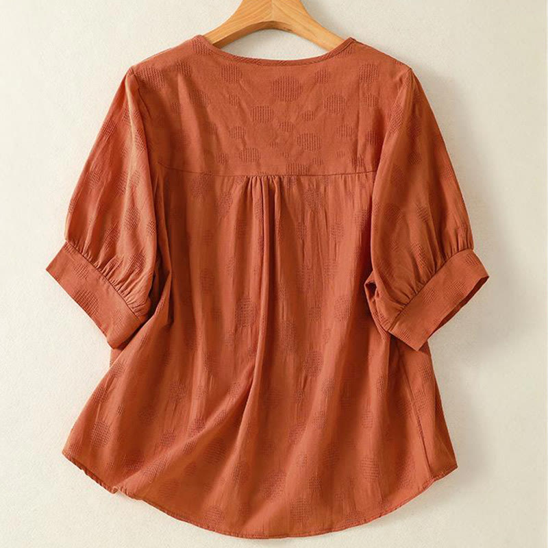 Maglietta da donna in cotone a maniche corte con scollo rotondo e motivo Buddha Stones - image 8