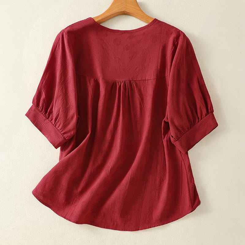 Maglietta da donna in cotone a maniche corte con scollo rotondo e motivo Buddha Stones - image 14