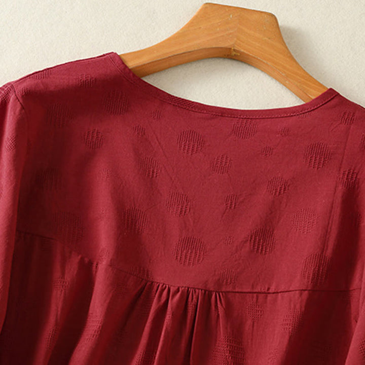 Maglietta da donna in cotone a maniche corte con scollo rotondo e motivo Buddha Stones - image 19