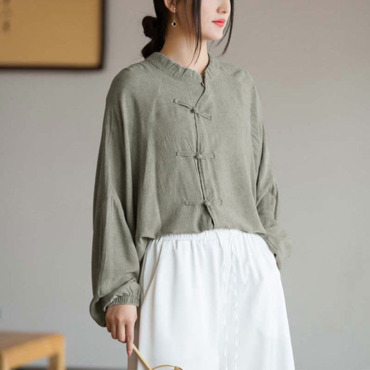 Camicia a maniche lunghe con bottoni a rana Buddha Stones, Zen Tai Chi, meditazione, giacca con abbigliamento Hanfu - Grigio (seno 162 cm) (solo parte superiore) - image 17