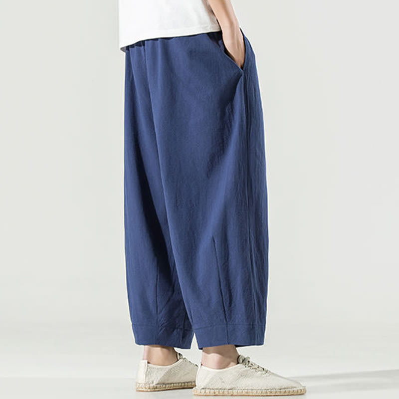 Pantaloni harem da uomo alla caviglia con tasche, tinta unita , Buddha Stones - image 3