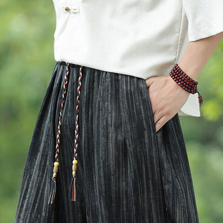 Pantaloni harem da uomo con coulisse e tasche, modello Buddha Stones Summer Black Stripes - image 9