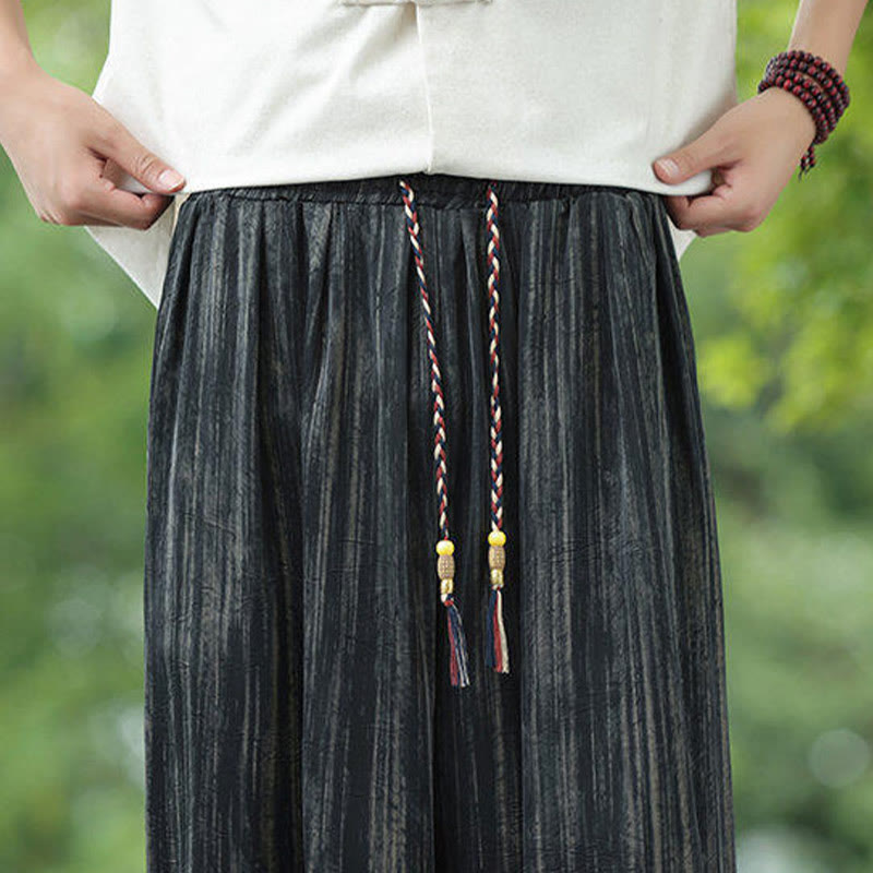 Pantaloni harem da uomo con coulisse e tasche, modello Buddha Stones Summer Black Stripes