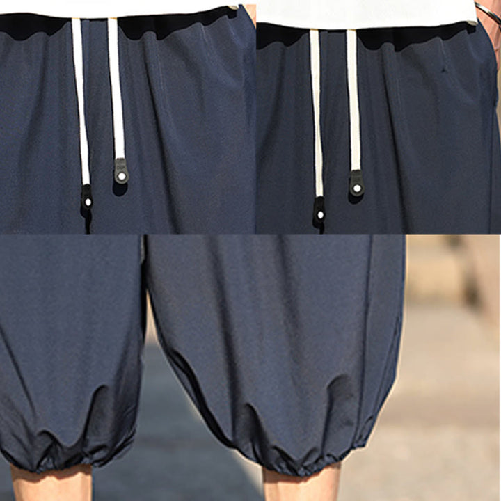 Pantaloni harem Capri corti da uomo con coulisse Buddha Stones Solid e tasche