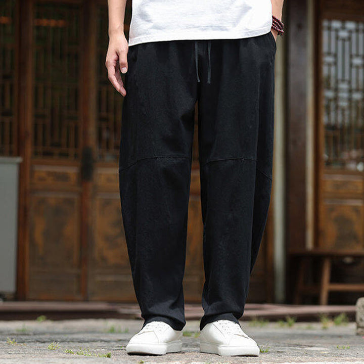 Pantaloni da uomo in cotone e lino con coulisse e tasche, modello Buddha Stones - image 17