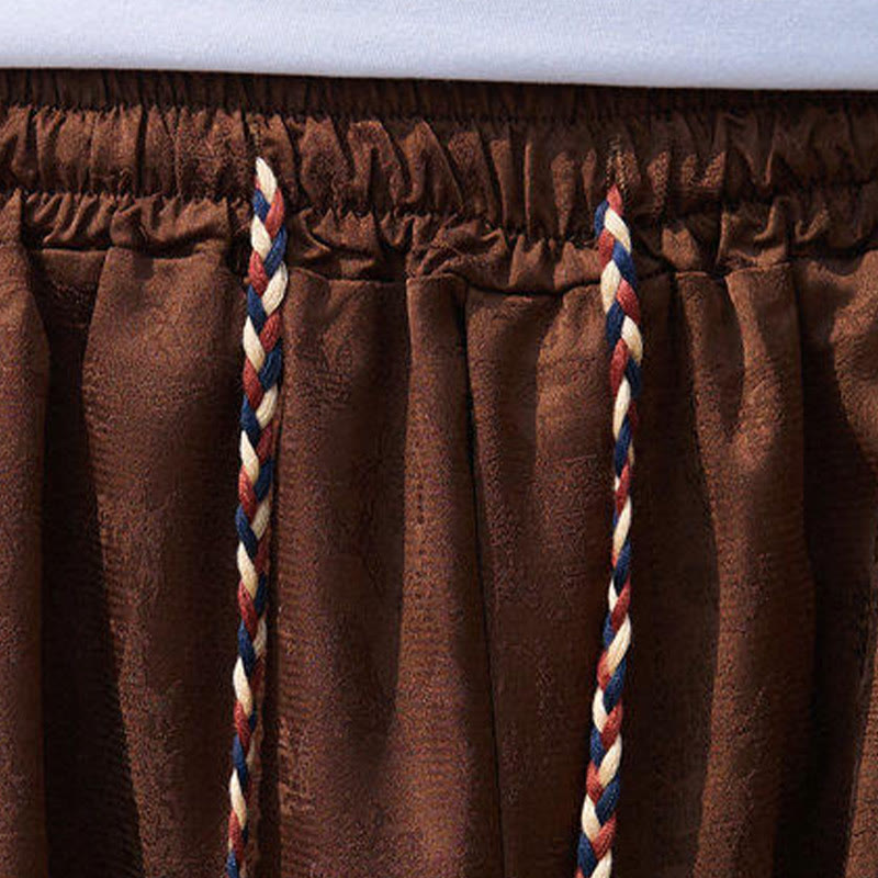 Pantaloni da uomo con coulisse, lunghezza 7-8, con tasche, motivo: Buddha Stones Summer Character Embroidery Design