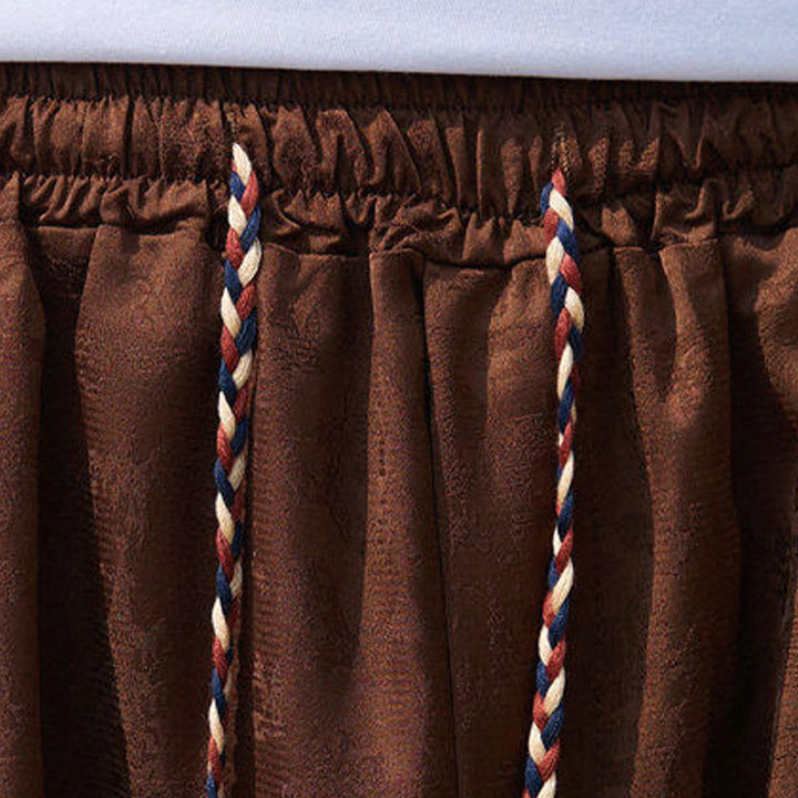 Pantaloni da uomo con coulisse, lunghezza 7-8, con tasche, motivo: Buddha Stones Summer Character Embroidery Design