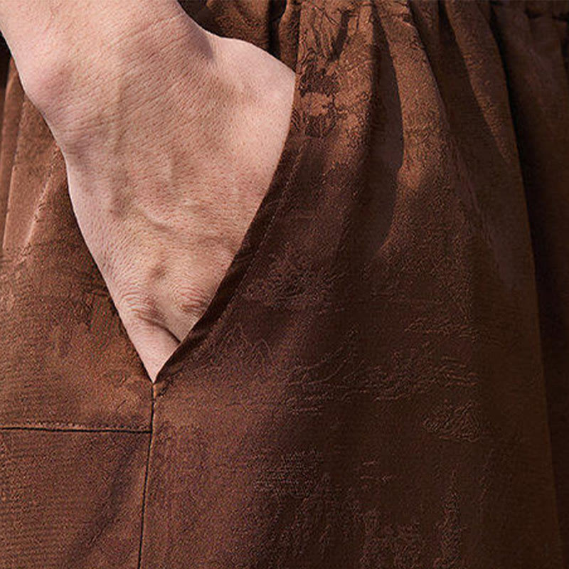 Pantaloni da uomo con coulisse, lunghezza 7-8, con tasche, motivo: Buddha Stones Summer Character Embroidery Design
