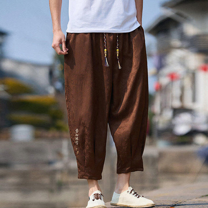 Pantaloni da uomo con coulisse, lunghezza 7-8, con tasche, motivo: Buddha Stones Summer Character Embroidery Design - image 13