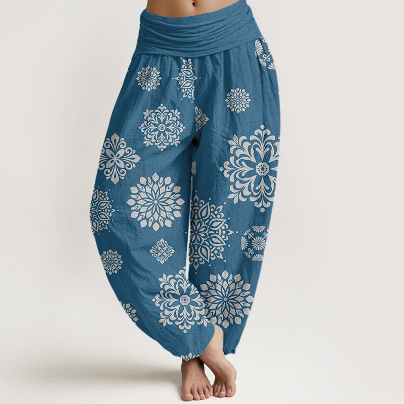 Pantaloni harem da donna con elastico in vita e motivo mandala casual Buddha Stones - SteelBlue - US22, UK/AU26, EU54 (6XL) - image 5