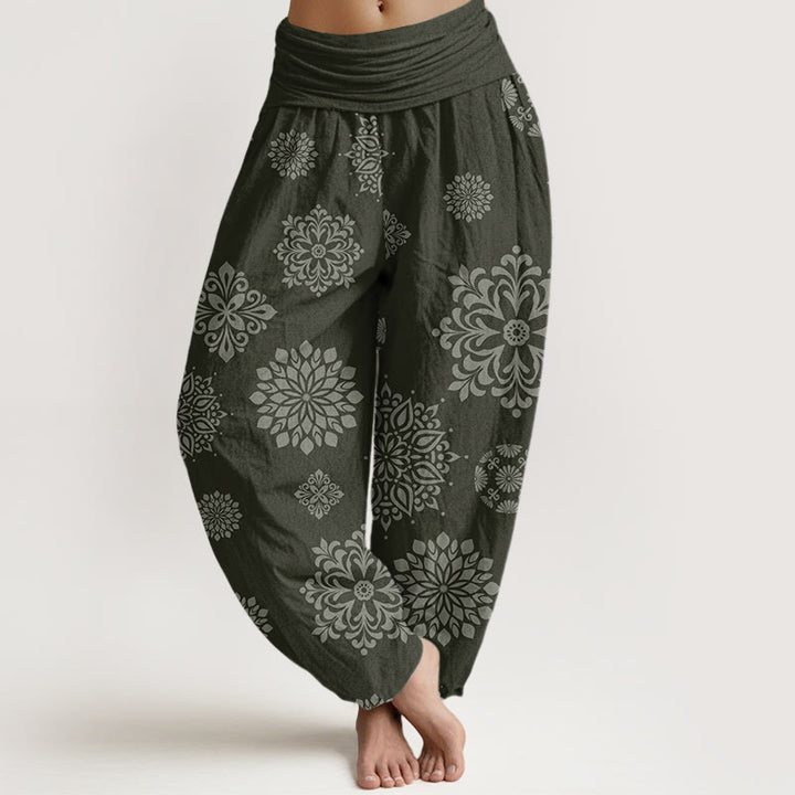 Pantaloni harem da donna con elastico in vita e motivo mandala casual Buddha Stones - Verde oliva scuro - US22, UK/AU26, EU54 (6XL) - image 8