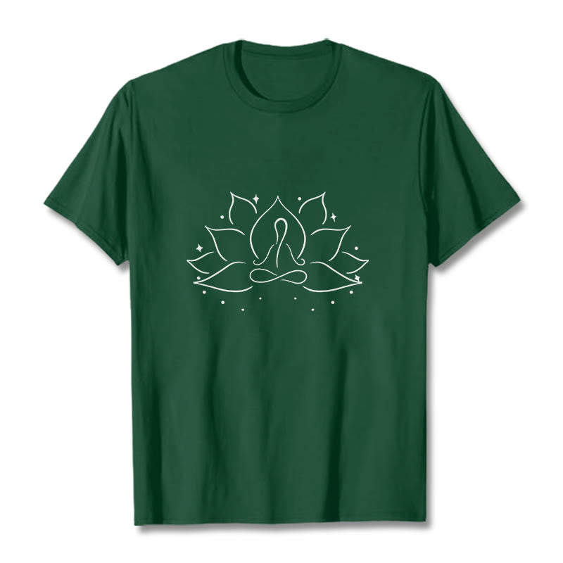 Maglietta con disegno Buddha Stones Lotus Flower Meditative Yoga Position - Verde foresta - 2XL - image 1