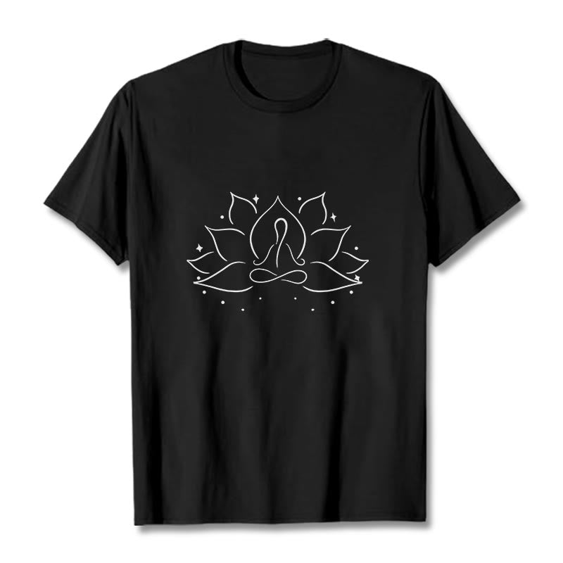 Maglietta con disegno Buddha Stones Lotus Flower Meditative Yoga Position - Nero - 2XL - image 4