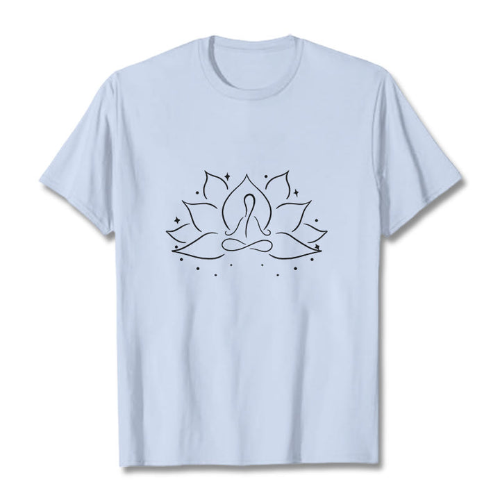 Maglietta con disegno Buddha Stones Lotus Flower Meditative Yoga Position - Ciano chiaro - 2XL - image 18