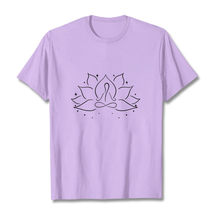 Maglietta con disegno Buddha Stones Lotus Flower Meditative Yoga Position - Prugna - 2XL - image 17