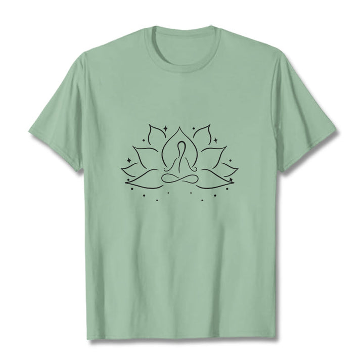 Maglietta con disegno Buddha Stones Lotus Flower Meditative Yoga Position - Verde pallido - 2XL - image 15
