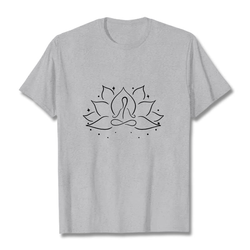 Maglietta con disegno Buddha Stones Lotus Flower Meditative Yoga Position - Grigio chiaro - 2XL - image 20
