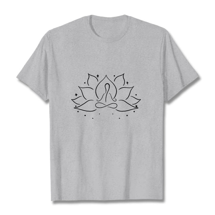 Maglietta con disegno Buddha Stones Lotus Flower Meditative Yoga Position - Grigio chiaro - 2XL - image 19