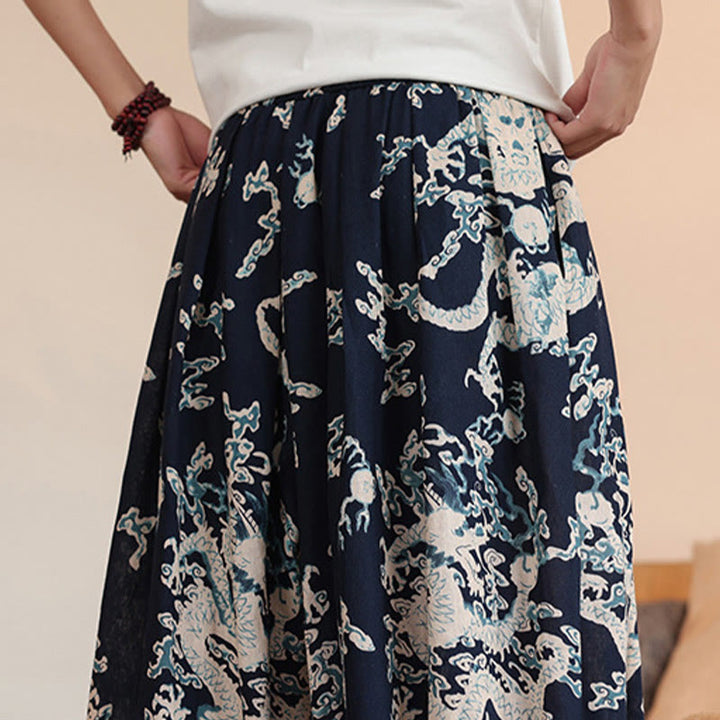 Pantaloni harem da uomo in cotone con stampa drago Buddha Stones, alla caviglia, con tasche